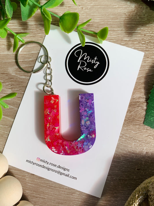 Pink & Purple Initial Keychains