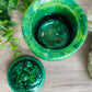 Cauldron jar / pot  Perfect for storing your necklaces, rings, paperclips, hairclips - whatever!  Layers of gorgeous greens 💚💚  Approx 8.5 x 8.5 cm   x4 Rubber feet on bottom&nbsp;  Also can be used for messy / sensory / potion play etc