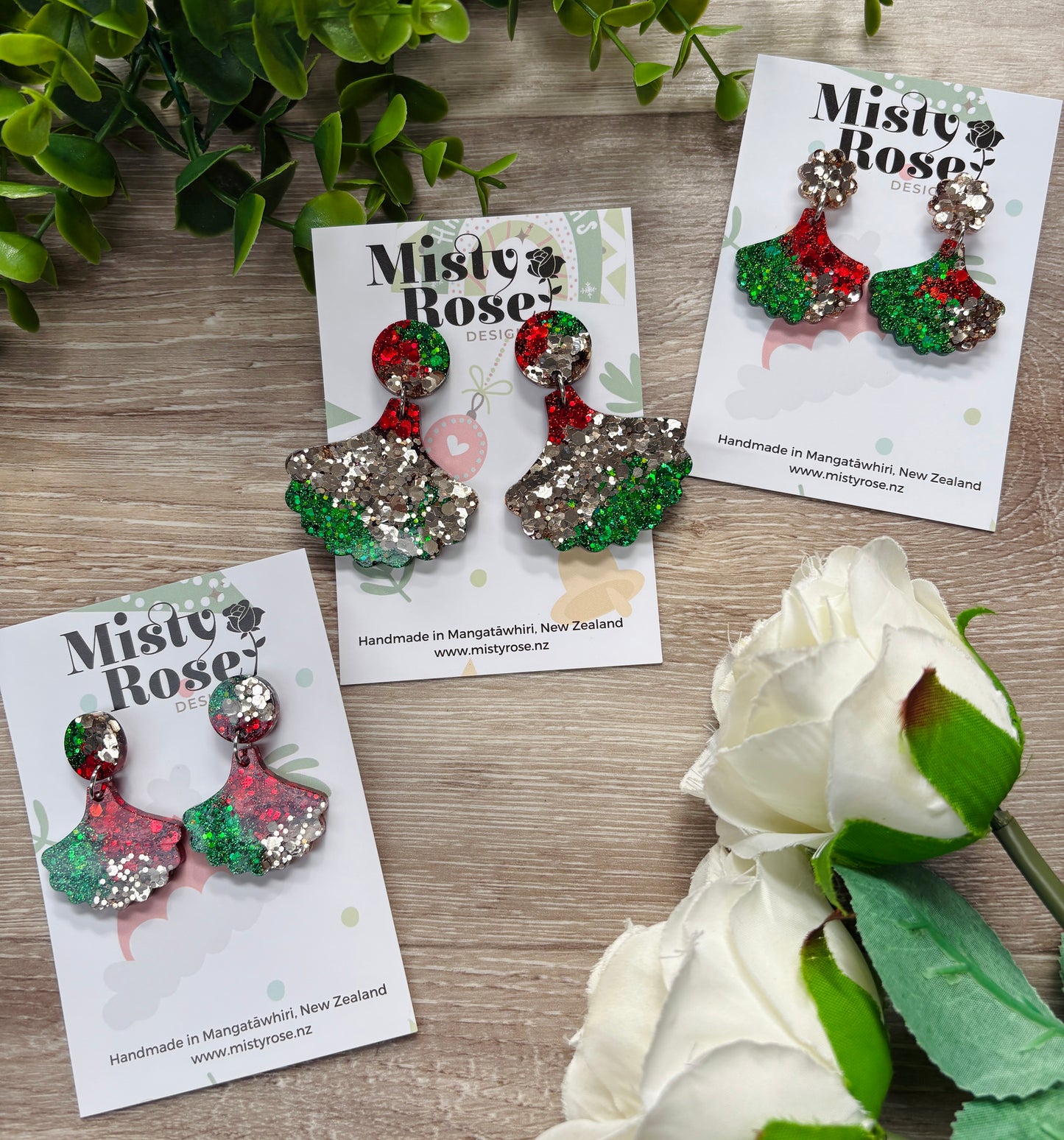 Christmas Petal Earrings