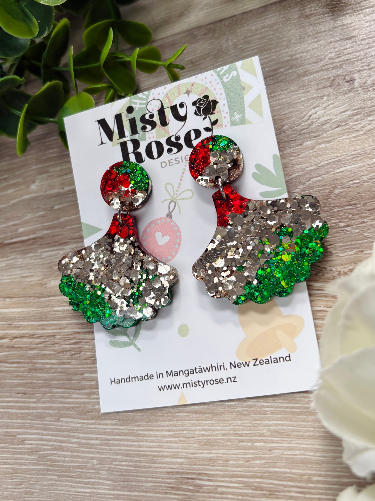 Christmas Petal Earrings