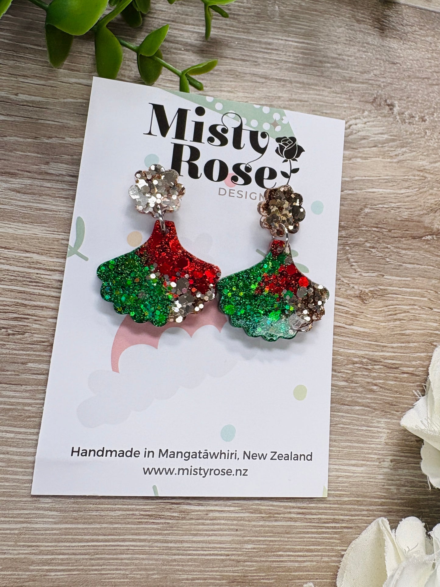 Christmas Petal Earrings