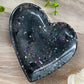 Heart trinket tray&nbsp;   Gorgeous black and grey tones with fabulous sparkle throughout 🖤🖤  Approx size&nbsp;120mm x 110mm (12cm x 11cm)  Rubber feet on bottom