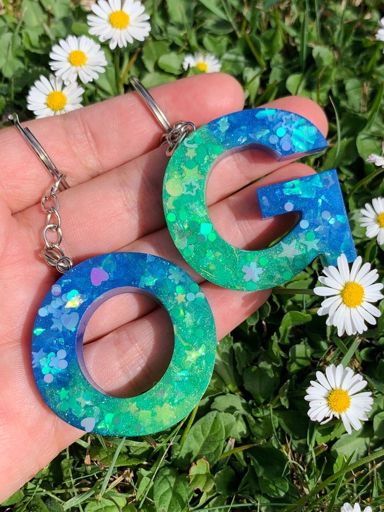 Green & Blue Initial Keychains